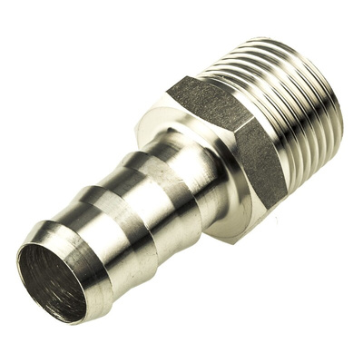 Legris Stainless Steel Pipe Fitting, Straight Hexagon Tailpiece Adapter, Male R 3/8in x Male