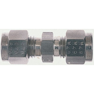 Parker Stainless Steel Pipe Fitting, Straight Union 7/16-20in