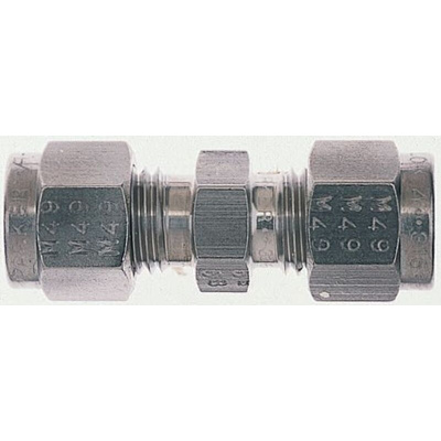 Parker Stainless Steel Pipe Fitting, Straight Union 7/16-20in