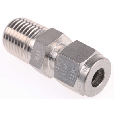 Parker Stainless Steel Pipe Fitting, Straight Coupler NPT 1/4in