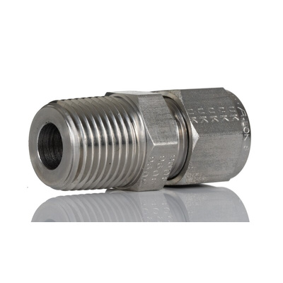 Parker Stainless Steel Pipe Fitting, Straight Coupler NPT 1/2in