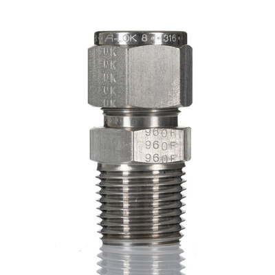 Parker Stainless Steel Pipe Fitting, Straight Coupler NPT 1/2in