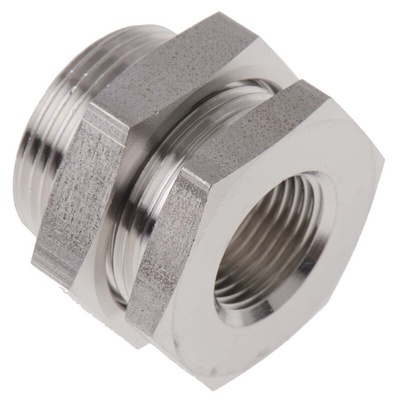 Legris Stainless Steel Pipe Fitting, Straight Hexagon Bulkhead Adapter, Female G 3/8in
