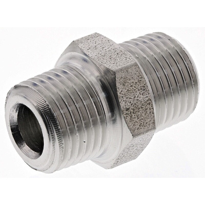 Legris Stainless Steel Pipe Fitting, Straight Hexagon Coupler, Male R 1/8in x Male R 1/8in