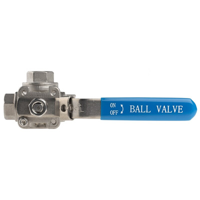 RS PRO Stainless Steel L Port, 3 Way, Ball Valve, BSPP 1/4in, 68bar Operating Pressure