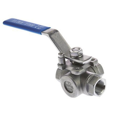 RS PRO Stainless Steel L Port, 3 Way, Ball Valve, BSPP 3/4in, 68bar Operating Pressure