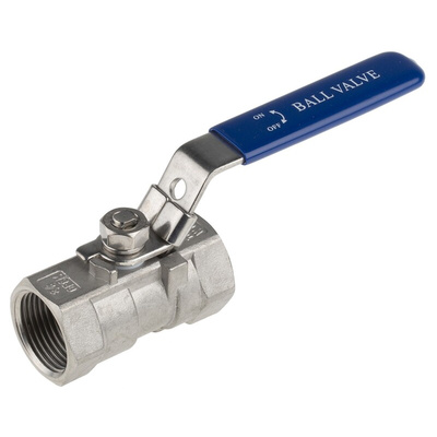RS PRO Stainless Steel Reduced Bore, 2 Way, Ball Valve, BSPP 3/4in, 68bar Operating Pressure