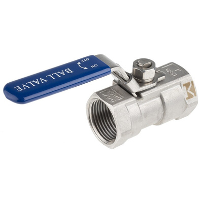 RS PRO Stainless Steel Reduced Bore, 2 Way, Ball Valve, BSPP 1in, 68bar Operating Pressure