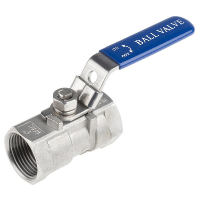 RS PRO Stainless Steel Reduced Bore, 2 Way, Ball Valve, BSPP 1in, 68bar Operating Pressure