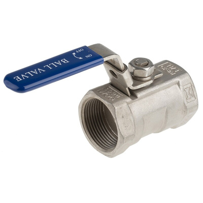 RS PRO Stainless Steel Reduced Bore, 2 Way, Ball Valve, BSPP 1 1/4in, 68bar Operating Pressure