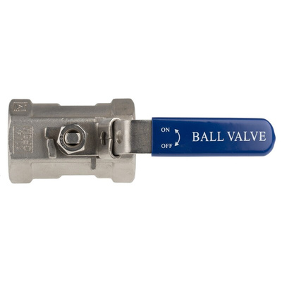 RS PRO Stainless Steel Reduced Bore, 2 Way, Ball Valve, BSPP 1 1/4in, 68bar Operating Pressure