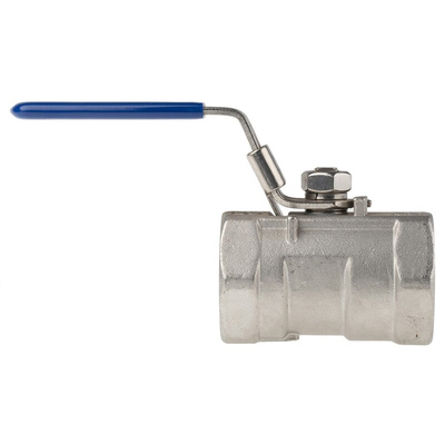 RS PRO Stainless Steel Reduced Bore, 2 Way, Ball Valve, BSPP 1 1/4in, 68bar Operating Pressure