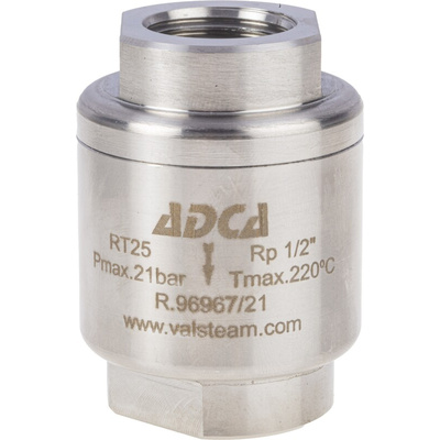 RS PRO Stainless Steel Single Non Return Valve, BSP 1/2in, 25 bar