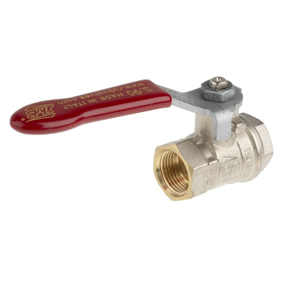 RS PRO Brass Full Bore, 2 Way, Ball Valve, BSPP 3/8in, 30 → 40bar Operating Pressure