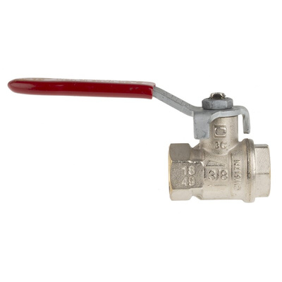 RS PRO Brass Full Bore, 2 Way, Ball Valve, BSPP 3/8in, 30 → 40bar Operating Pressure