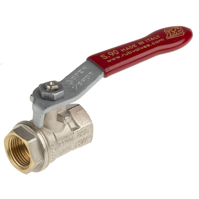 RS PRO Brass Full Bore, 2 Way, Ball Valve, BSPP 3/8in, 30 → 40bar Operating Pressure