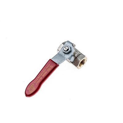 RS PRO Brass Full Bore, 2 Way, Ball Valve, BSPP 1/4in, 40 → 30bar Operating Pressure