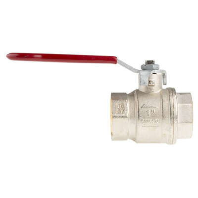 RS PRO Brass Full Bore, 2 Way, Ball Valve, BSPP 1in, 40 → 30bar Operating Pressure