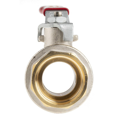 RS PRO Brass Full Bore, 2 Way, Ball Valve, BSPP 1in, 40 → 30bar Operating Pressure