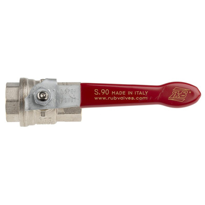 RS PRO Brass Full Bore, 2 Way, Ball Valve, BSPP 1/2in, 40 → 30bar Operating Pressure