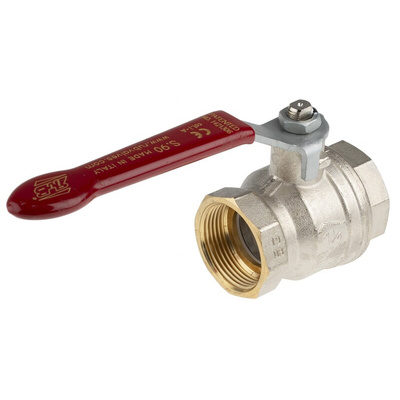 RS PRO Brass Full Bore, 2 Way, Ball Valve, BSPP 1 1/4in, 40 → 30bar Operating Pressure