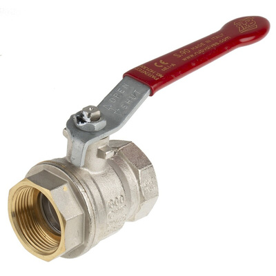 RS PRO Brass Full Bore, 2 Way, Ball Valve, BSPP 1 1/4in, 40 → 30bar Operating Pressure