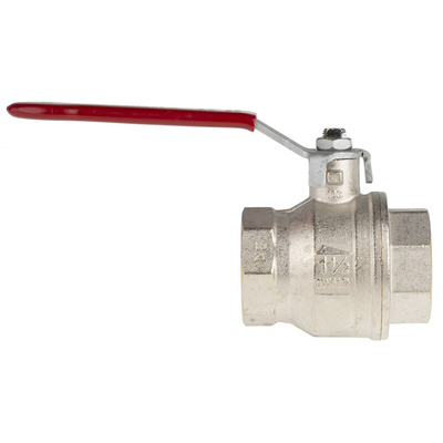 RS PRO Brass Full Bore, 2 Way, Ball Valve, BSPP 38.1mm, 40 → 30bar Operating Pressure