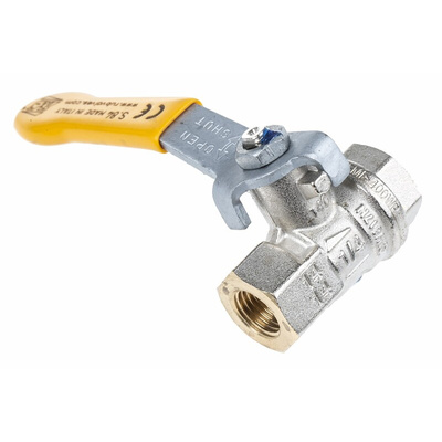 RS PRO Brass Full Bore, 2 Way, Ball Valve, BSPP 1/4in, 40 → 30bar Operating Pressure