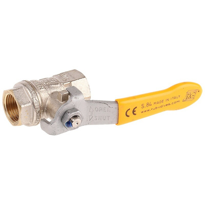 RS PRO Brass Full Bore, 2 Way, Ball Valve, BSPP 3/8in, 40 → 30bar Operating Pressure