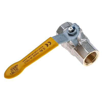 RS PRO Brass Full Bore, 2 Way, Ball Valve, BSPP 1/2in, 40 → 30bar Operating Pressure