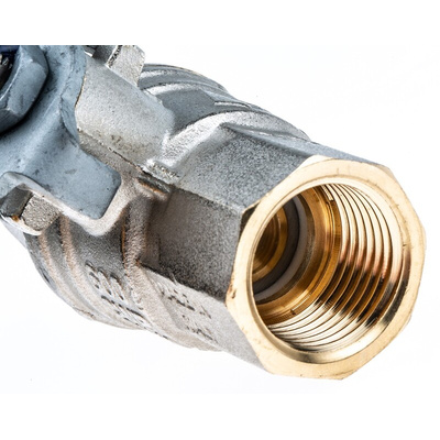 RS PRO Brass Full Bore, 2 Way, Ball Valve, BSPP 1/2in, 40 → 30bar Operating Pressure