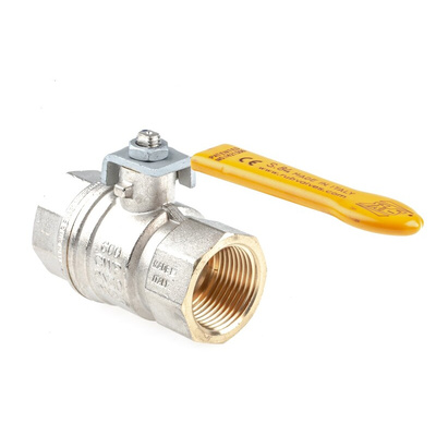 RS PRO Brass Full Bore, 2 Way, Ball Valve, BSPP 1in, 40 → 30bar Operating Pressure