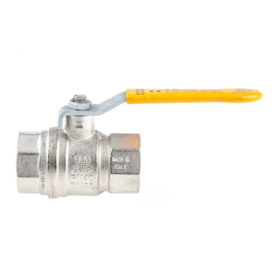 RS PRO Brass Full Bore, 2 Way, Ball Valve, BSPP 1in, 40 → 30bar Operating Pressure