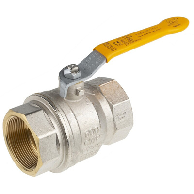 RS PRO Brass Full Bore, 2 Way, Ball Valve, BSPP 2in, 40 → 30bar Operating Pressure
