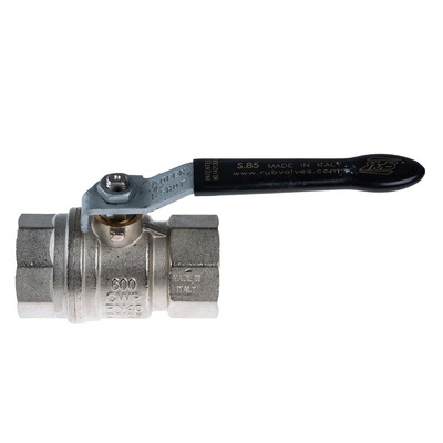 RS PRO Nickel Plated Brass Full Bore, 2 Way, Ball Valve, BSPP 1in, 40bar Operating Pressure