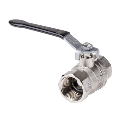 RS PRO Nickel Plated Brass Full Bore, 2 Way, Ball Valve, BSPP 1 1/4in, 40bar Operating Pressure