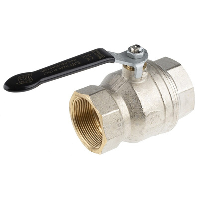 RS PRO Nickel Plated Brass Full Bore, 2 Way, Ball Valve, BSPP 2in, 40bar Operating Pressure