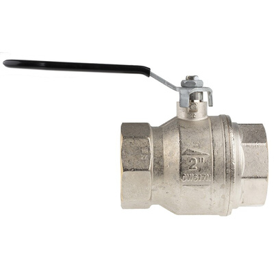 RS PRO Nickel Plated Brass Full Bore, 2 Way, Ball Valve, BSPP 2in, 40bar Operating Pressure