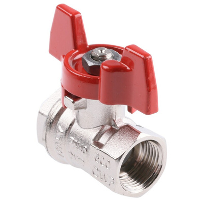 RS PRO Brass Full Bore, 2 Way, Ball Valve, BSPP 3/8in, 40 → 30bar Operating Pressure