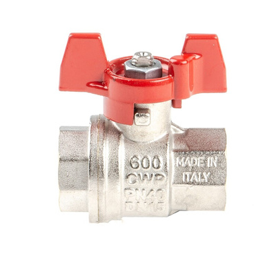 RS PRO Brass Full Bore, 2 Way, Ball Valve, BSPP 1/2in, 40 → 30bar Operating Pressure