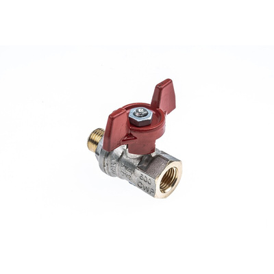 RS PRO Brass Full Bore, 2 Way, Ball Valve, BSPP 1/4in, 40 → 30bar Operating Pressure