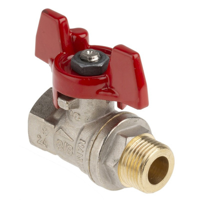 RS PRO Brass Full Bore, 2 Way, Ball Valve, BSPP 3/8in, 40 → 30bar Operating Pressure