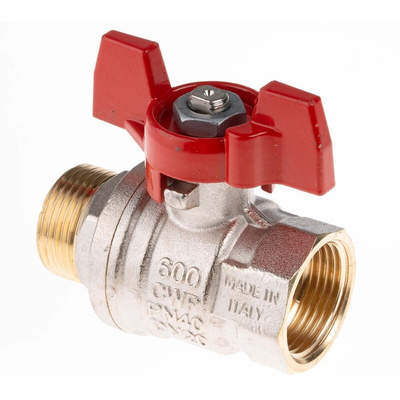 RS PRO Brass Full Bore, 2 Way, Ball Valve, BSPP 3/4in, 40 → 30bar Operating Pressure