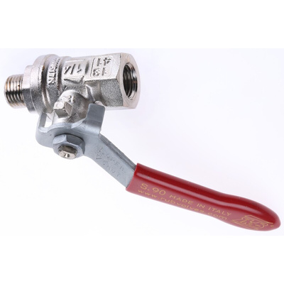 RS PRO Brass Full Bore, 2 Way, Ball Valve, BSPP 6.35mm, 40 → 30bar Operating Pressure