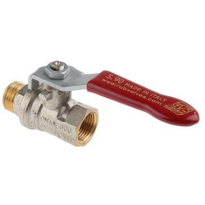 RS PRO Brass Full Bore, 2 Way, Ball Valve, BSPP 3/8in, 40 → 30bar Operating Pressure