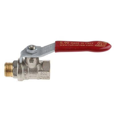 RS PRO Brass Full Bore, 2 Way, Ball Valve, BSPP 3/8in, 40 → 30bar Operating Pressure