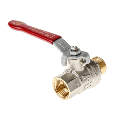 RS PRO Brass Full Bore, 2 Way, Ball Valve, BSPP 1/2in, 40 → 30bar Operating Pressure