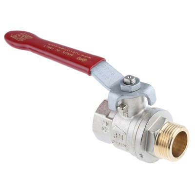 RS PRO Brass Full Bore, 2 Way, Ball Valve, BSPP 3/4in, 40 → 30bar Operating Pressure