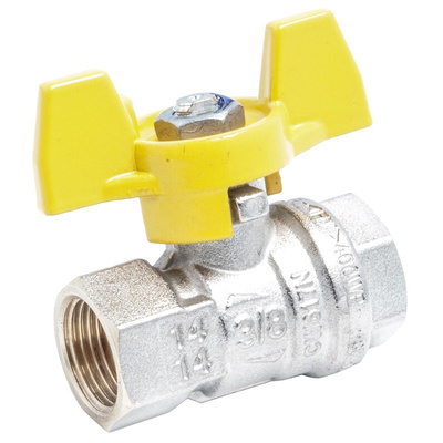 RS PRO Brass 2 Way, Ball Valve, BSPP 3/8in, 40 → 30bar Operating Pressure