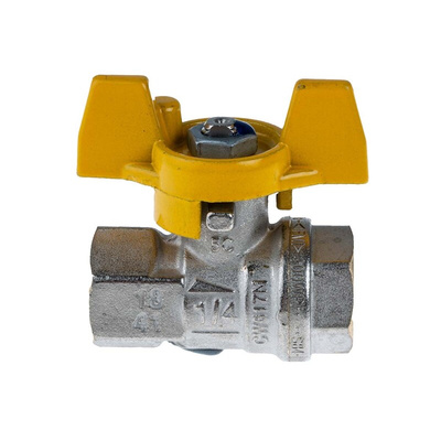 RS PRO Brass Full Bore, 2 Way, Ball Valve, BSPP 1/4in, 40 → 30bar Operating Pressure
